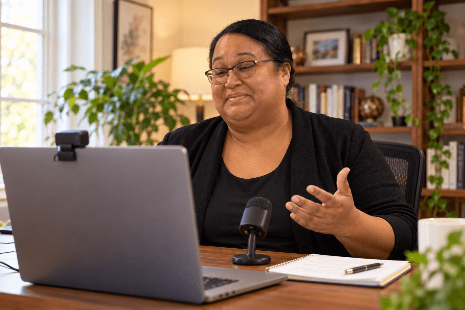 Darlin Brown coaching on a video call from her office